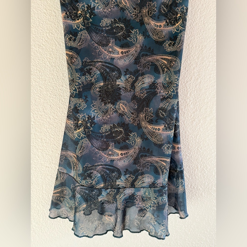 Motel Dammy Mesh Mini Dress In Tonal Blue Paisley - Picture 2 of 5